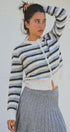 Lace Trim Striped Knit Cardigan With Candy Buttons in Ivory Brown - Women's SWEATERS | Urban Daizy