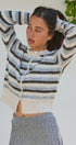 Lace Trim Striped Knit Cardigan With Candy Buttons in Ivory Brown - Women's SWEATERS | Urban Daizy