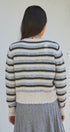 Lace Trim Striped Knit Cardigan With Candy Buttons in Ivory Brown - Women's SWEATERS | Urban Daizy