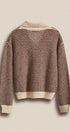 Striped Stand Collar Wool Blend Cardigan in Brown - Women's Fashion | Urban Daizy