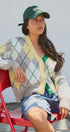 Pastel Argyle V-Neck Cropped Knit Cardigan in Green - Women's Fashion | Urban Daizy