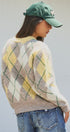 Pastel Argyle V-Neck Cropped Knit Cardigan in Green - Women's Fashion | Urban Daizy