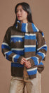 Striped Floral Embroidered Cardigan & Scarf Set in Brown - Women's Cardigans & Shrugs | Urban Daizy