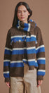 Striped Floral Embroidered Cardigan & Scarf Set in Brown - Women's Cardigans & Shrugs | Urban Daizy