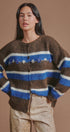 Striped Floral Embroidered Cardigan & Scarf Set in Brown - Women's Cardigans & Shrugs | Urban Daizy