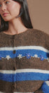 Striped Floral Embroidered Cardigan & Scarf Set in Brown - Women's Cardigans & Shrugs | Urban Daizy