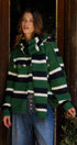 Striped Floral Embroidered Cardigan & Scarf Set in Brown - Women's Cardigans & Shrugs | Urban Daizy