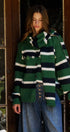 Striped Floral Embroidered Cardigan & Scarf Set in Green - Women's Cardigans & Shrugs | Urban Daizy