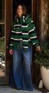 Striped Floral Embroidered Cardigan & Scarf Set in Green - Women's Cardigans & Shrugs | Urban Daizy