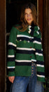 Striped Floral Embroidered Cardigan & Scarf Set in Green - Women's Cardigans & Shrugs | Urban Daizy