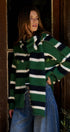 Striped Floral Embroidered Cardigan & Scarf Set in Green - Women's Cardigans & Shrugs | Urban Daizy