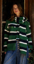 Striped Floral Embroidered Cardigan & Scarf Set in Green - Women's Cardigans & Shrugs | Urban Daizy