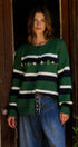 Striped Floral Embroidered Cardigan & Scarf Set in Green - Women's Cardigans & Shrugs | Urban Daizy