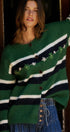Striped Floral Embroidered Cardigan & Scarf Set in Green - Women's Cardigans & Shrugs | Urban Daizy