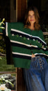 Striped Floral Embroidered Cardigan & Scarf Set in Green - Women's Cardigans & Shrugs | Urban Daizy