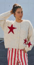 Fuzzy Star Knit Button Up Cardigan in Oatmeal - Women's Fashion | Urban Daizy