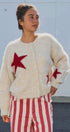 Fuzzy Star Knit Button Up Cardigan in Oatmeal - Women's Fashion | Urban Daizy