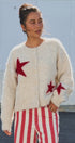 Fuzzy Star Knit Button Up Cardigan in Oatmeal - Women's Fashion | Urban Daizy