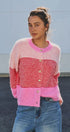 Striped Fuzzy Knit Volume Sleeve Cardigan in Pink - Women's Cardigans & Shrugs | Urban Daizy