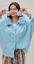 Faux Fur Hood Pom Pom Knit Cardigan in Blue - Women's Fashion | Urban Daizy