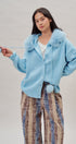 Faux Fur Hood Pom Pom Knit Cardigan in Blue - Women's Fashion | Urban Daizy