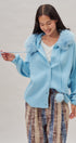 Faux Fur Hood Pom Pom Knit Cardigan in Blue - Women's Fashion | Urban Daizy