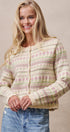 Ditsy Floral Fair Isle Button Cardigan in Cream - Women's Cardigans & Shrugs | Urban Daizy