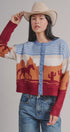 Western Desert Scene Jacquard Knit Cardigan in Blue - Women's Fashion | Urban Daizy