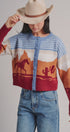 Western Desert Scene Jacquard Knit Cardigan in Blue - Women's Fashion | Urban Daizy