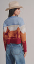 Western Desert Scene Jacquard Knit Cardigan in Blue - Women's Fashion | Urban Daizy