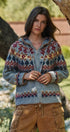 Fair Isle Hooded Zip Knit Jacket in Grey Multi - Women's Cardigans & Shrugs | Urban Daizy