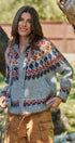 Fair Isle Hooded Zip Knit Jacket in Grey Multi - Women's Cardigans & Shrugs | Urban Daizy