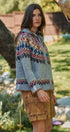 Fair Isle Hooded Zip Knit Jacket in Grey Multi - Women's Cardigans & Shrugs | Urban Daizy