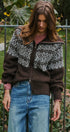 Nordic Fair Isle Zip Up Sweater Jacket in Brown - Women's Cardigans & Shrugs | Urban Daizy