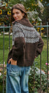 Nordic Fair Isle Zip Up Sweater Jacket in Brown - Women's Cardigans & Shrugs | Urban Daizy