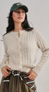 Lace Ruffle Trim Cable Knit Cardigan in Ivory - Women's Cardigans & Shrugs | Urban Daizy