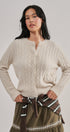 Lace Ruffle Trim Cable Knit Cardigan in Ivory - Women's Cardigans & Shrugs | Urban Daizy