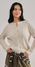 Lace Ruffle Trim Cable Knit Cardigan in Ivory - Women's Cardigans & Shrugs | Urban Daizy