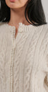 Lace Ruffle Trim Cable Knit Cardigan in Ivory - Women's Cardigans & Shrugs | Urban Daizy