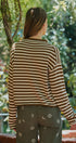 Striped Button Up Mock Neck Knit Sweater in Ivory Brown - Women's Cardigans & Shrugs | Urban Daizy