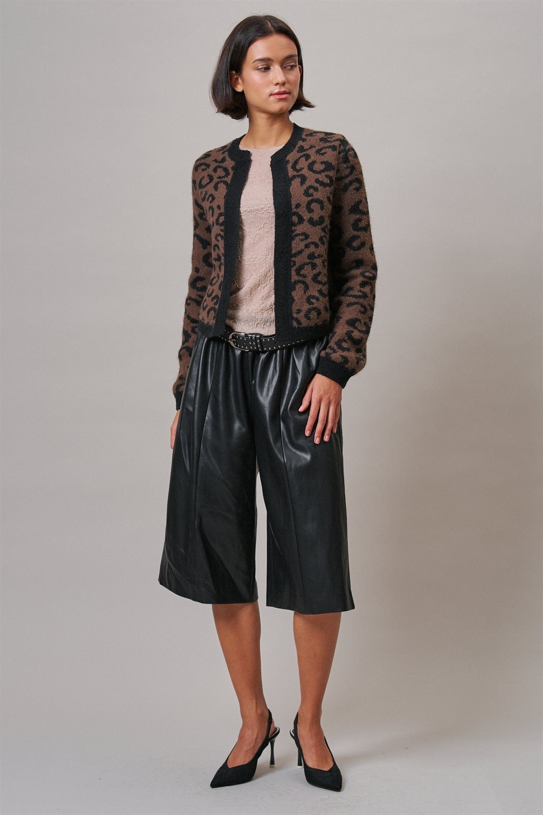 Leopard Print Open-Front Knit Cardigan Sweater in Leopard - Women's Cardigans & Shrugs | Urban Daizy