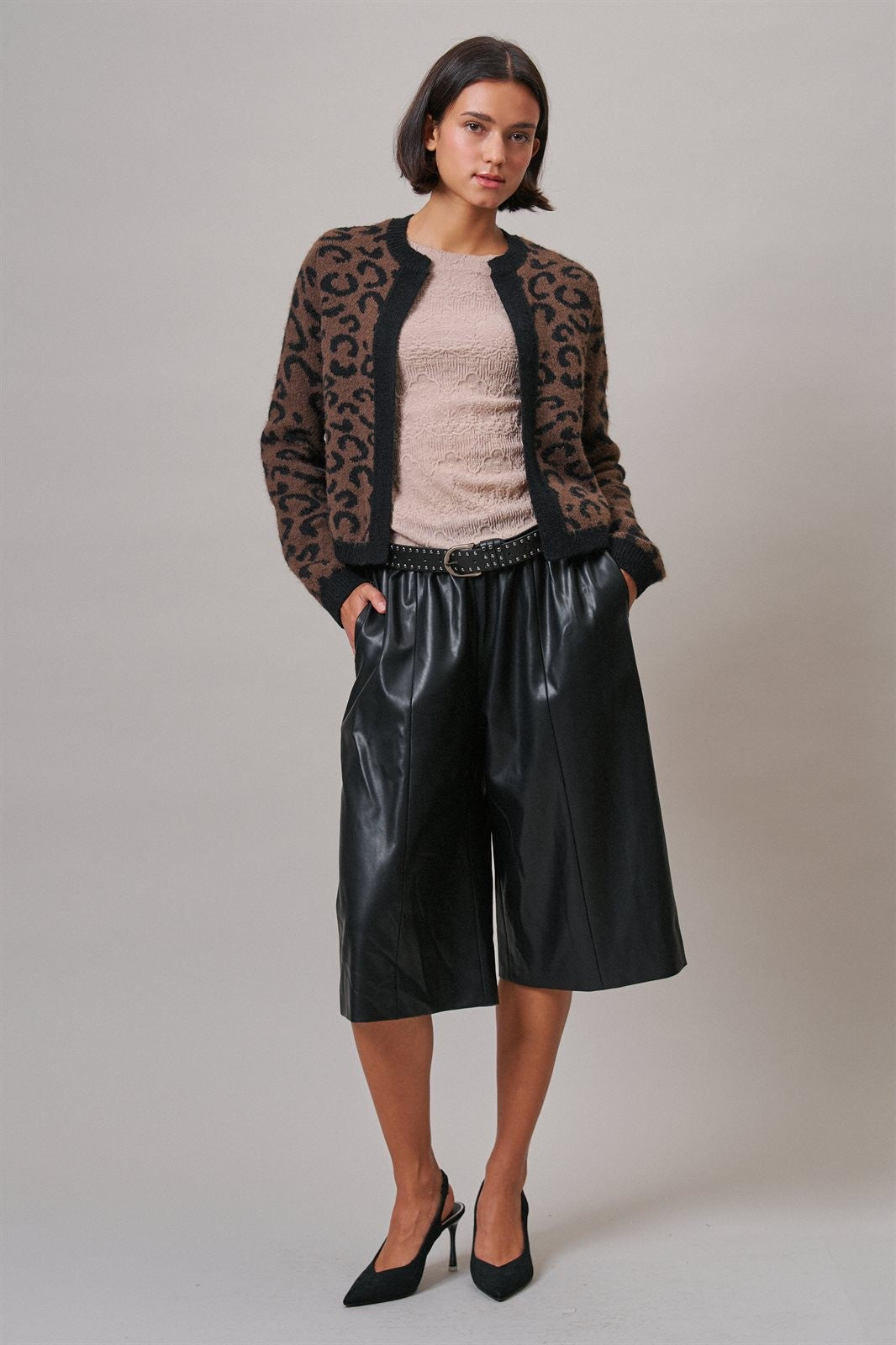 Leopard Print Open-Front Knit Cardigan Sweater in Leopard - Women's Cardigans & Shrugs | Urban Daizy