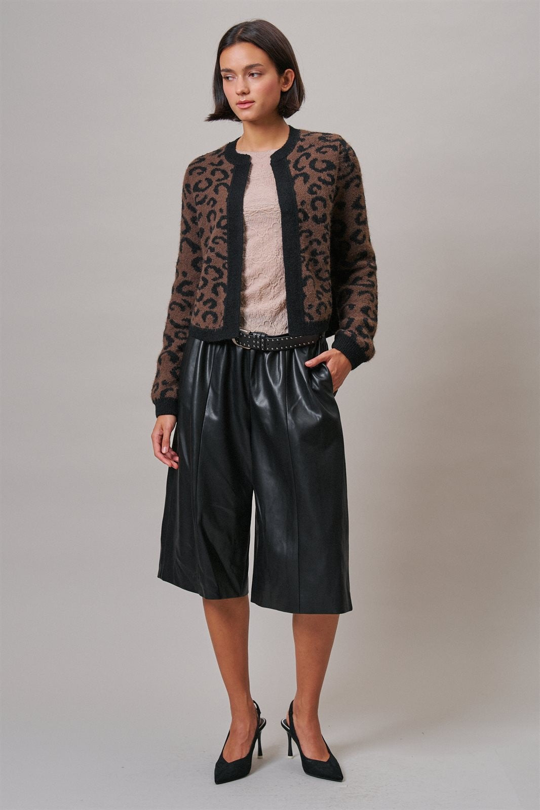 Leopard Print Open-Front Knit Cardigan Sweater in Leopard - Women's Cardigans & Shrugs | Urban Daizy