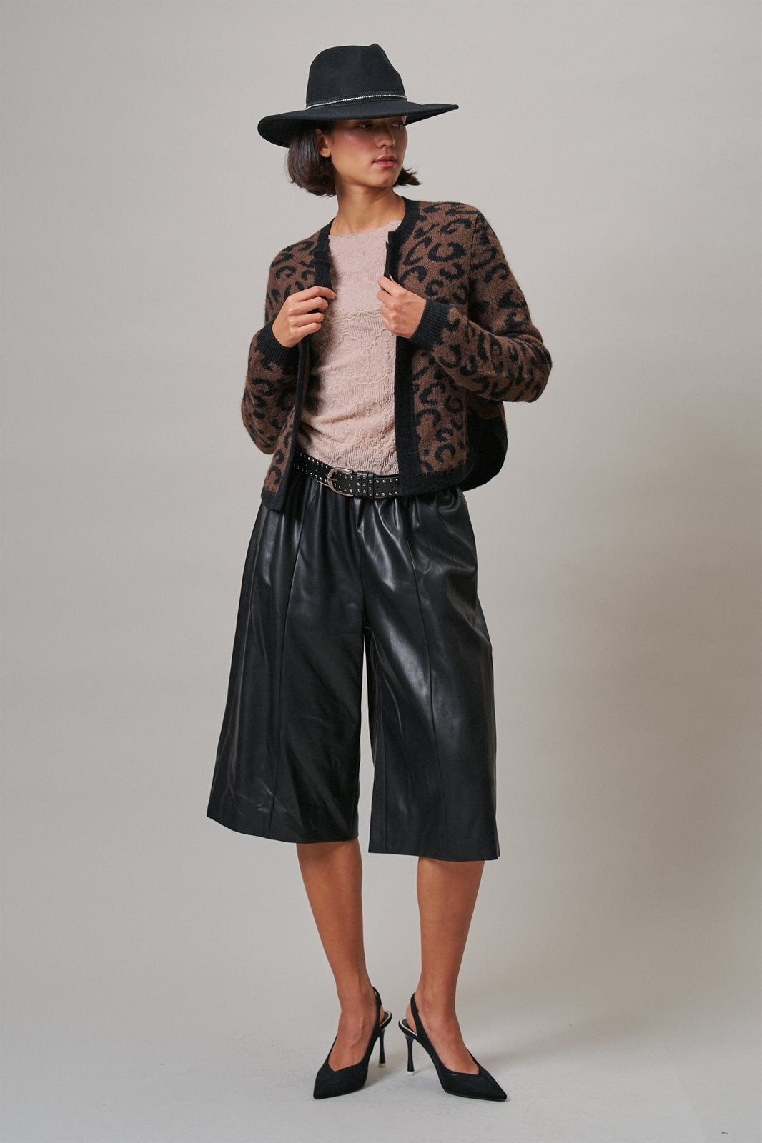 Leopard Print Open-Front Knit Cardigan Sweater in Leopard - Women's Cardigans & Shrugs | Urban Daizy
