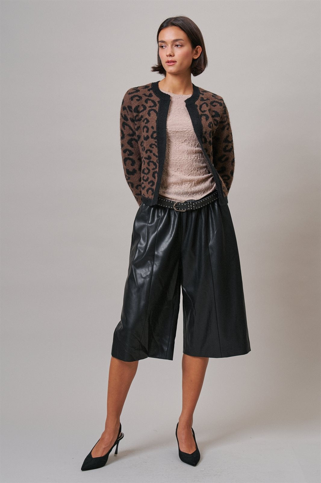 Leopard Print Open-Front Knit Cardigan Sweater in Leopard - Women's Cardigans & Shrugs | Urban Daizy