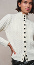 Contrast Button Cable Knit Mock Neck Cardigan in Ivory - Women's Sweaters | Urban Daizy