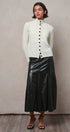 Contrast Button Cable Knit Mock Neck Cardigan in Ivory - Women's Sweaters | Urban Daizy