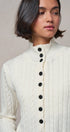 Contrast Button Cable Knit Mock Neck Cardigan in Ivory - Women's Sweaters | Urban Daizy