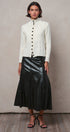 Contrast Button Cable Knit Mock Neck Cardigan in Ivory - Women's Sweaters | Urban Daizy