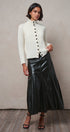 Contrast Button Cable Knit Mock Neck Cardigan in Ivory - Women's Sweaters | Urban Daizy